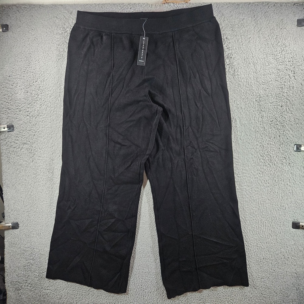 Investments Woman Black Wide Leg Knit Pants F51PV637W 2XR NWT NEW
